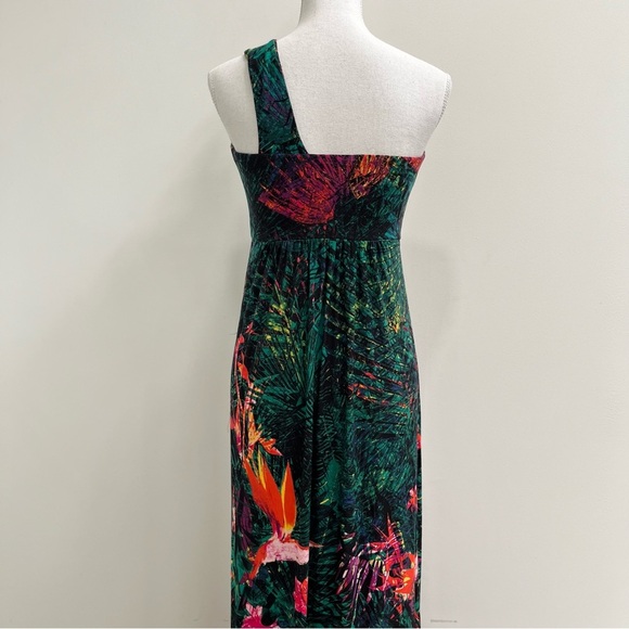 Soma one shoulder halter maxi dress soft jersey stretch tropical print small - Picture 4 of 11